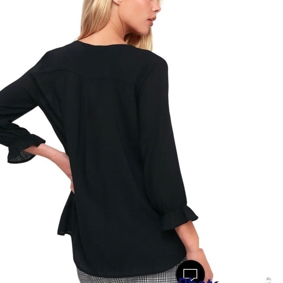 Lulus She Means Business Black Sheer Button-Front Hi-Low Top Size S - Picture 5 of 16